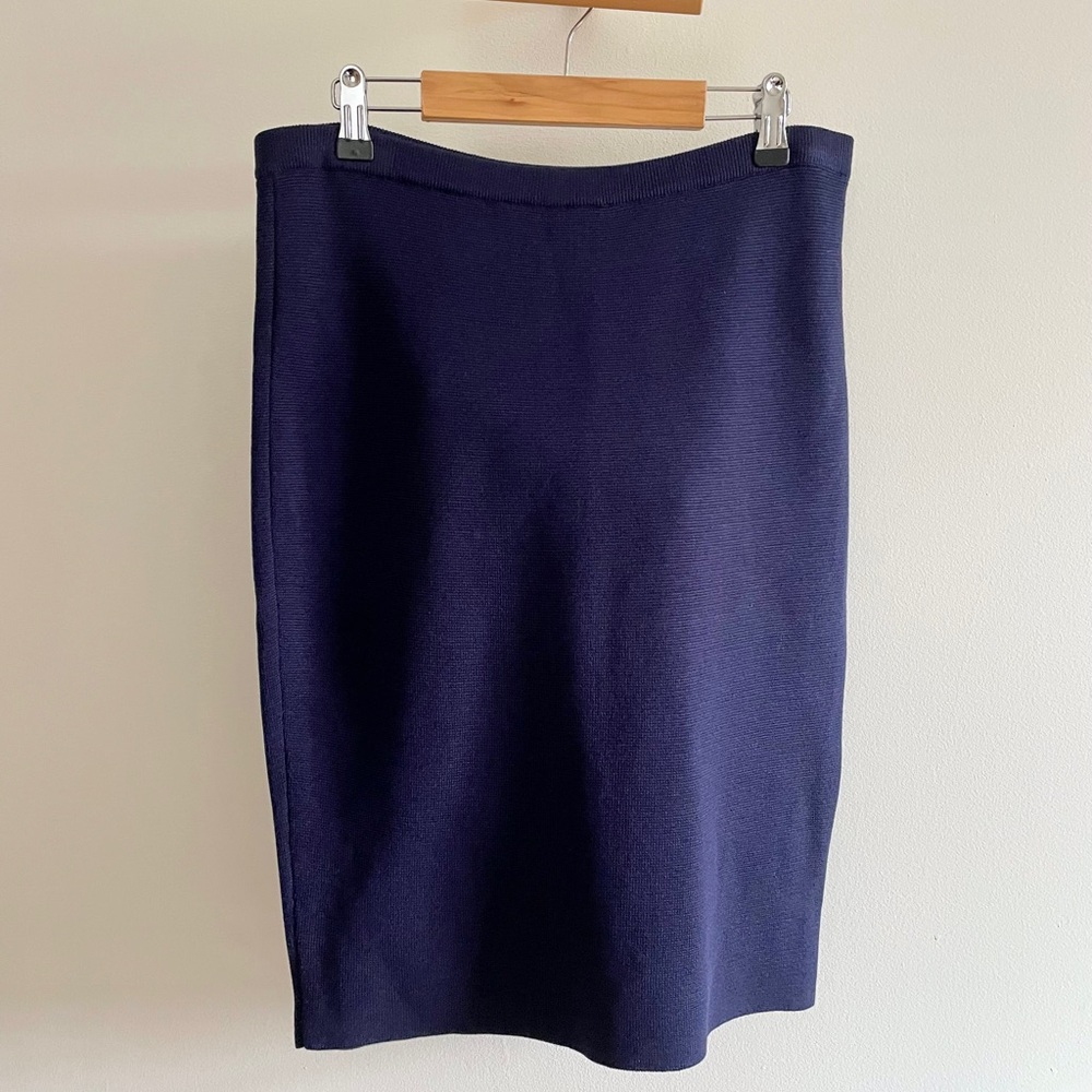 Eileen Fisher Navy Knit Pencil Skirt
